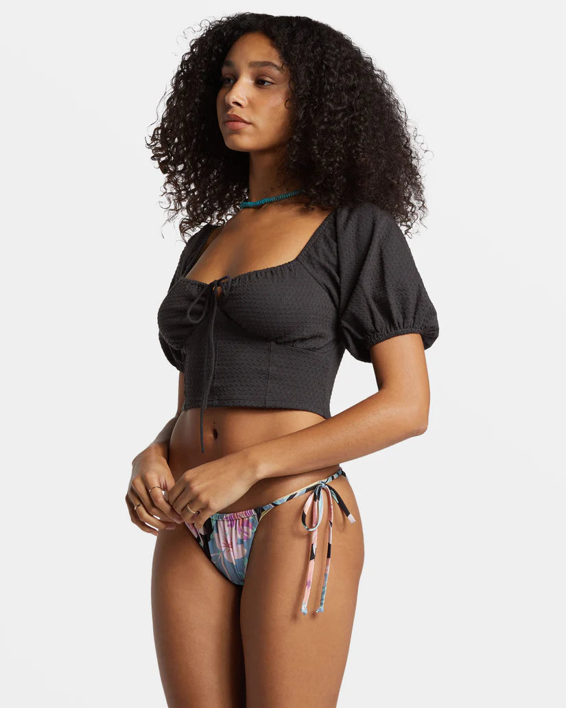 Billabong Posy Crop Tops - Black Sands