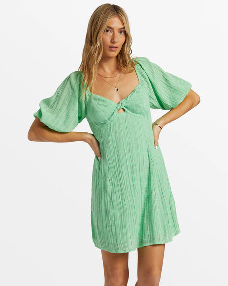 Billabong Sol Puff Sleeve Mini Dress - Bright Meadow