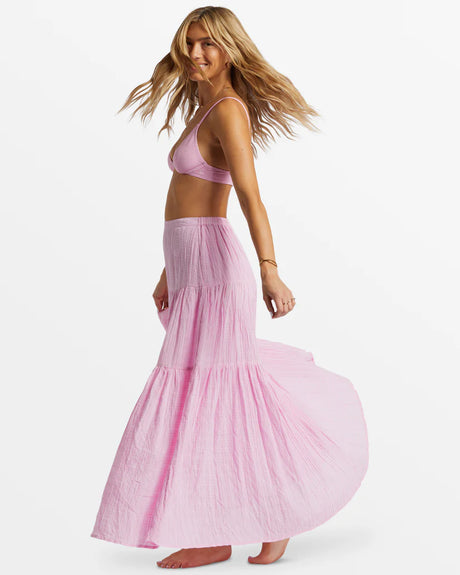 Billabong Sol Tiered Maxi Skirt - Pink Dream