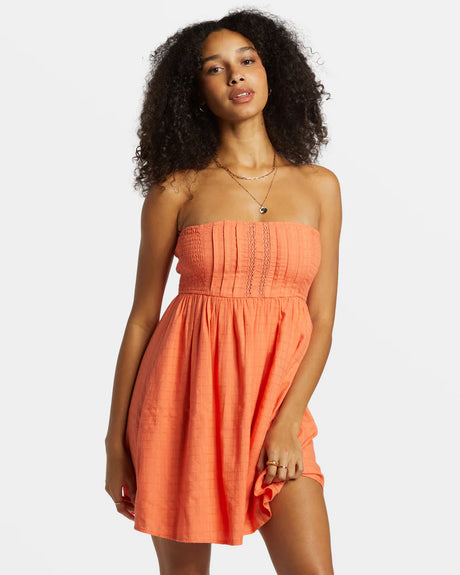 Billabong Summers End Mini Dress - Sweet Papaya