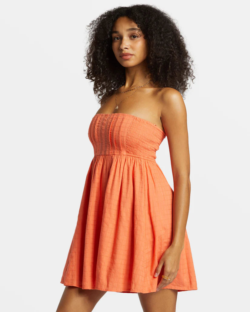 Billabong Summers End Mini Dress - Sweet Papaya