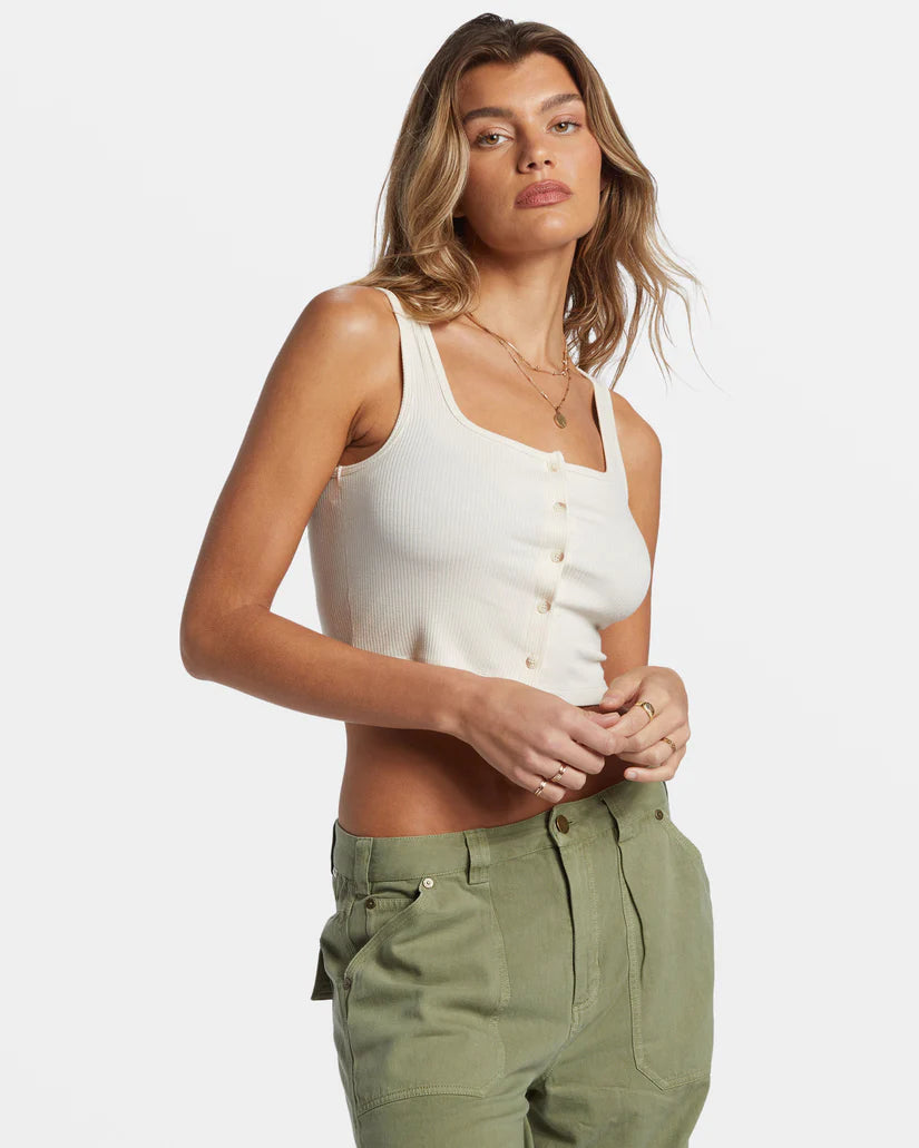 Billabong Summerset Cropped Tank Top - White Cap