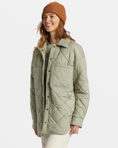 Billabong Transport Shacket Snap Front Overshirt - Seagrass