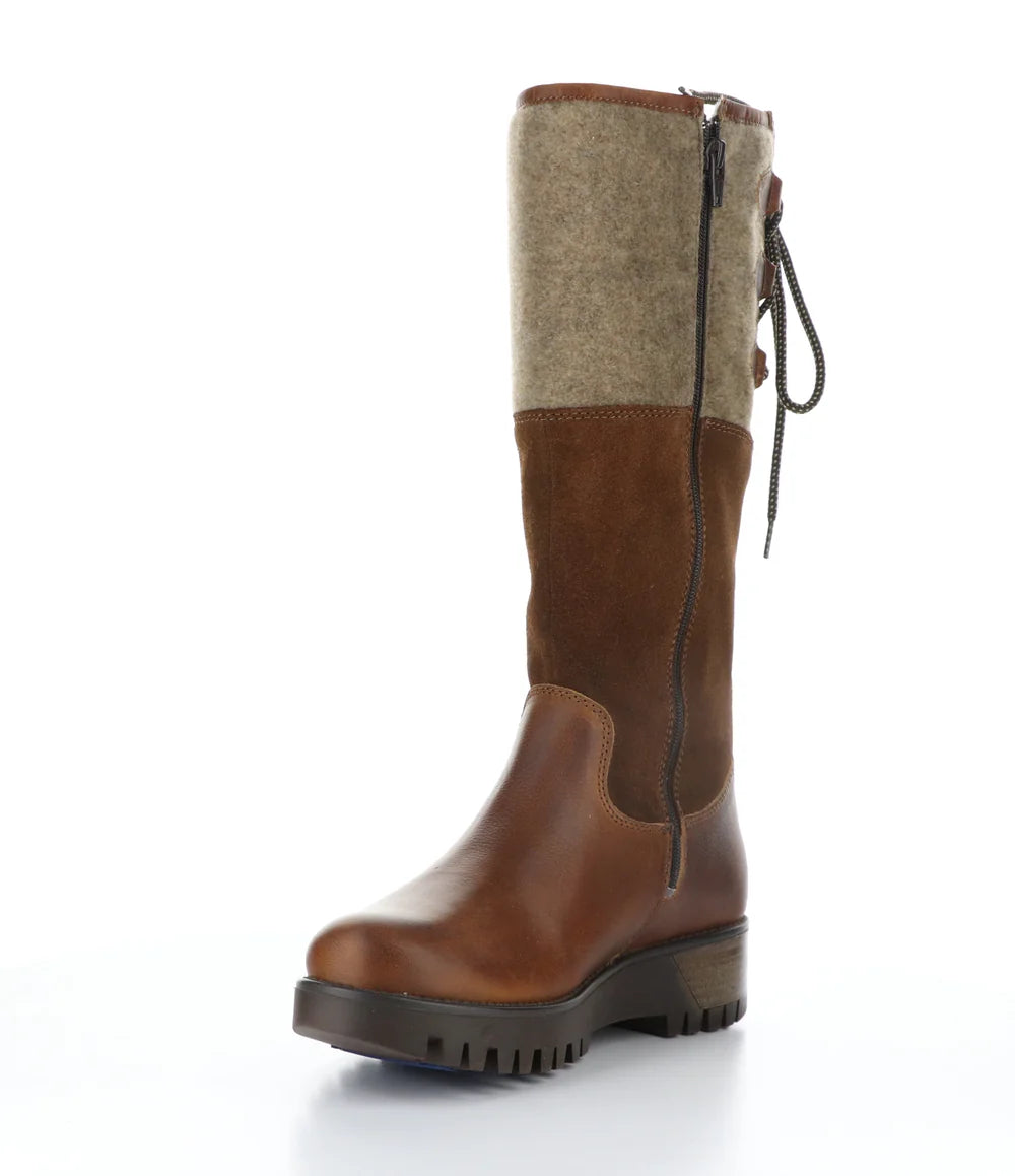 Bos & Co Goose Prima Zip Up Waterproof Boots - Cogna/Redwood/Beige