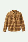 Brixton Bowery Heavyweight L/S Flannel - Curry Yellow Pinecone Brown