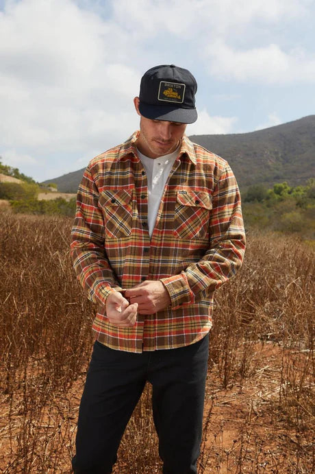 Load image into Gallery viewer, Brixton Bowery Heavyweight L/S Flannel  -  Desert Palm/Antelope/Burnt Red
