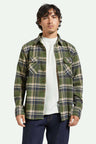 Brixton Bowery L/S Flannel - Cypress Green Washed Navy Whitecap