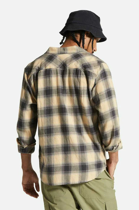 Brixton Bowery Lightweight Ultra Soft Flannel - Oat Milk Cinder Grey