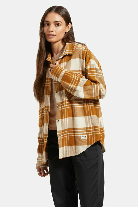 Brixton Bowery Women's Classic L/S Flannel - Washed Copper Whitecap