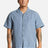 Brixton Bunker Linen Blend S/S Camp Collar Shirt - Flint Stone Blue