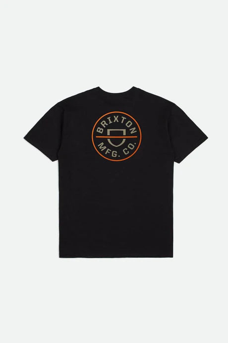 Brixton Crest II S/S Standard Tee -  Black/Persimmon Orange/Sand