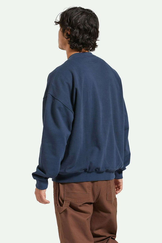 Brixton Embroidered Heavyweight Oversized Crew - Washed Navy