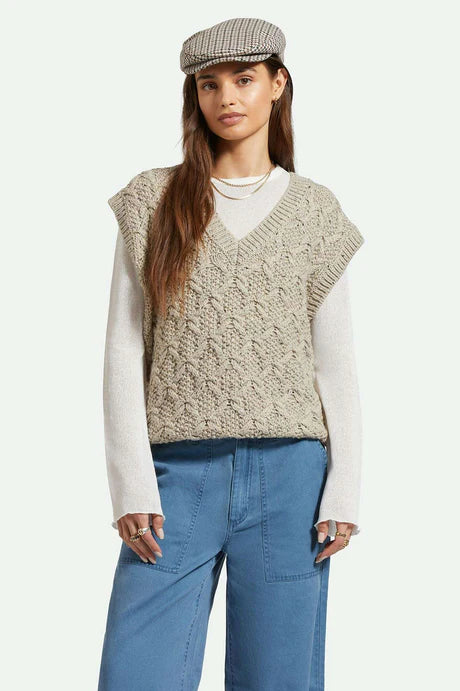 Brixton Lafayette Oversized Sweater Vest - Marled Beige