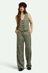 Brixton Menswear Plaid Leisure Trouser - Winter White Black Plaid