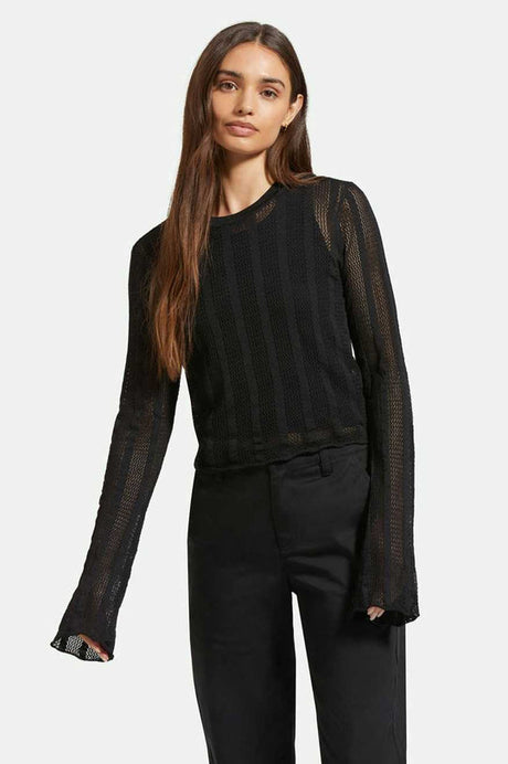 Brixton Sheer L/S Knit Top - Black