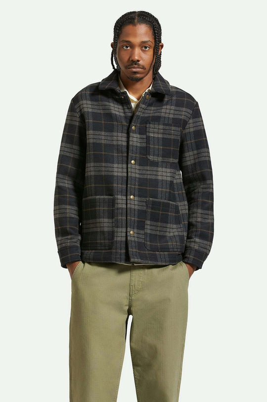 Brixton Shop Chore Coat - Black / Charcoal Plaid