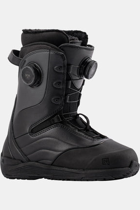 Nitro Crown BOA women's snowboard boot in all-black with dual BOA dials