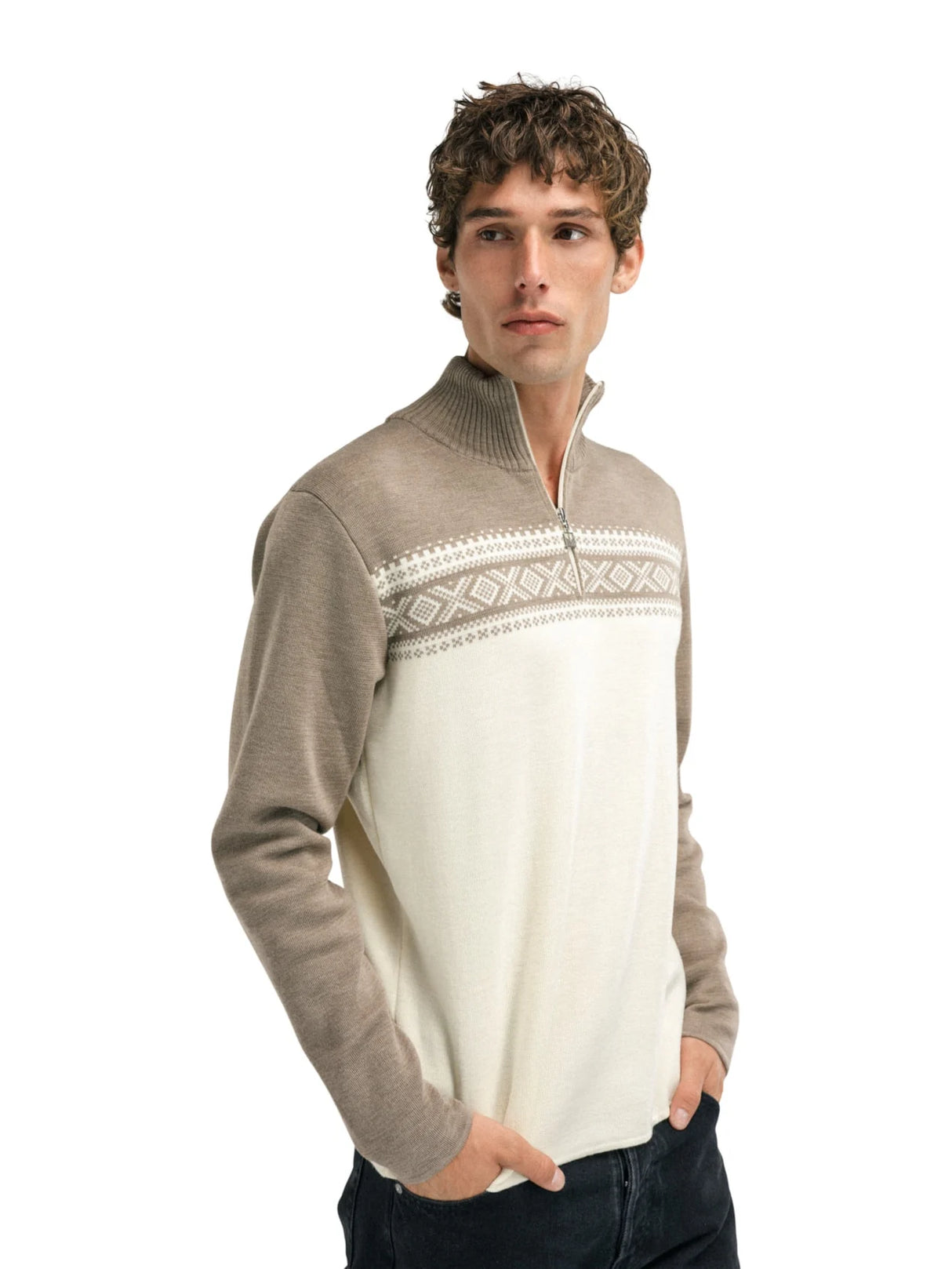 Dale Of Norway Dalestolen Men's Merino Wool Sweater - Mountainstone Offwhite