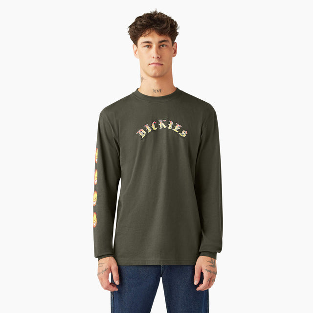 Dickies X Spitfire Long Sleeve Tee - Olive Green