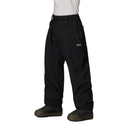 Men's baggy snow pants with belt, contrast stitching, and snowboard boot-compatible hem.