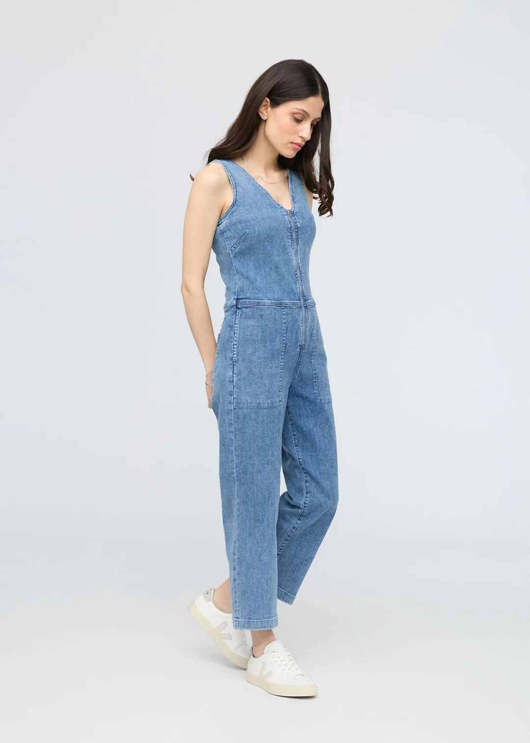 Duer Performance Denim Jumpsuit - Light Stone