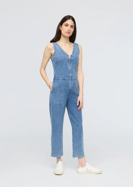 Duer Performance Denim Jumpsuit - Light Stone