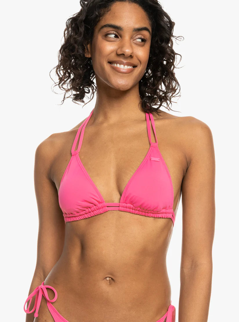 Roxy Solid Beach Classics Mini Tikitri Bikini Top - Shocking Pink