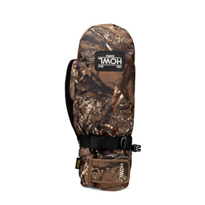 Howl Fairbanks snowboard mitt in brown Realtree camo pattern with wrist strap