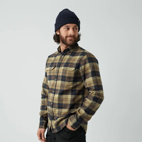 Fjallraven Singi Heavy Flannel Shirt - Dark Navy Buckwheat Brown