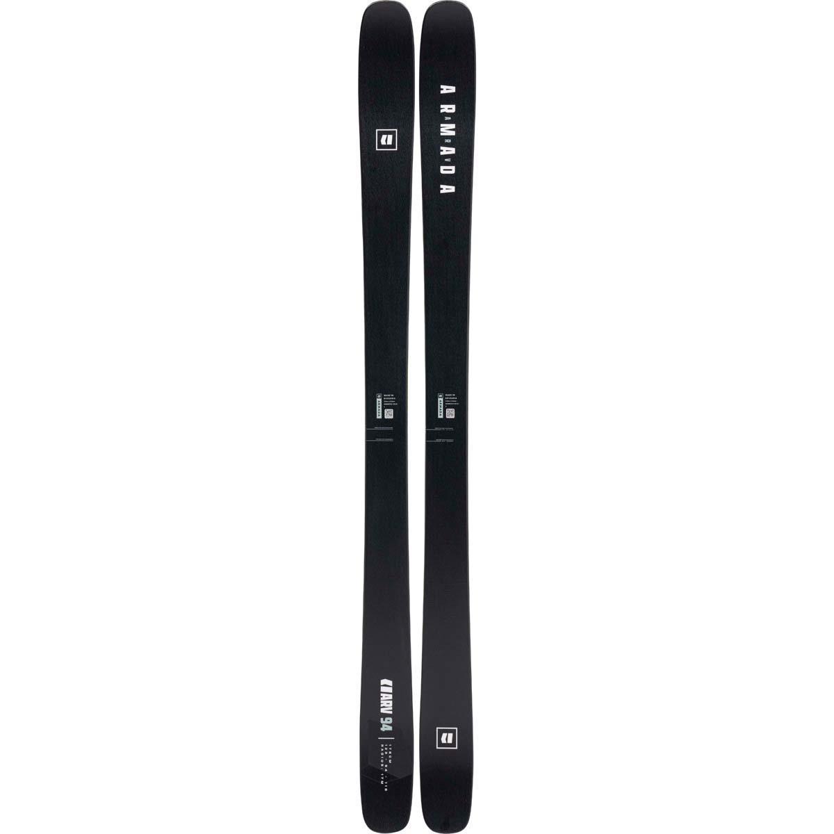 Armada ARV 94 skis in black with white logo, twin-tip all-mountain freestyle design
