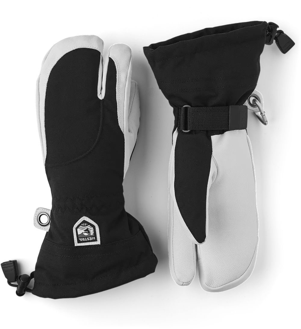 Hestra Heli Ski 3-Finger Womens Gloves - Black & Off White