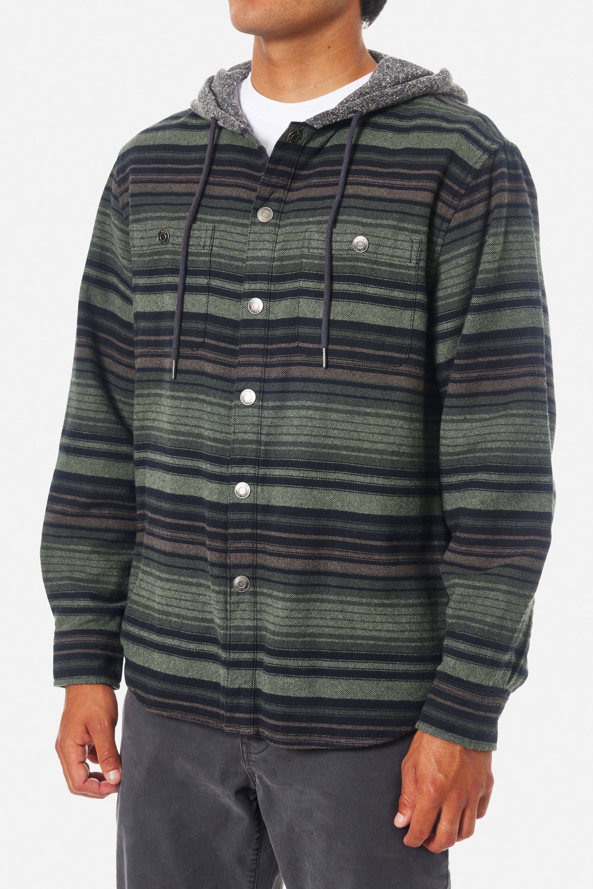 Katin Harold Stripe Hooded Flannel - Sea Gray