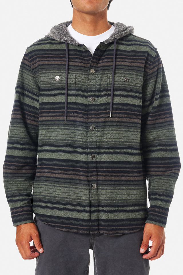 Katin Harold Stripe Hooded Flannel - Sea Gray