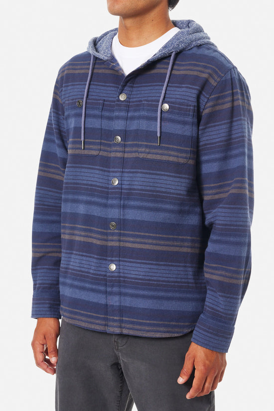 Katin Harold Stripe Hooded Flannel - Washed Blue