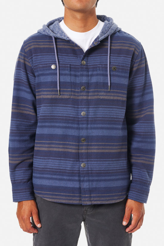 Katin Harold Stripe Hooded Flannel - Washed Blue