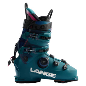 Lange ski boot with BOA closure system, buckle straps, and alpine touring sole