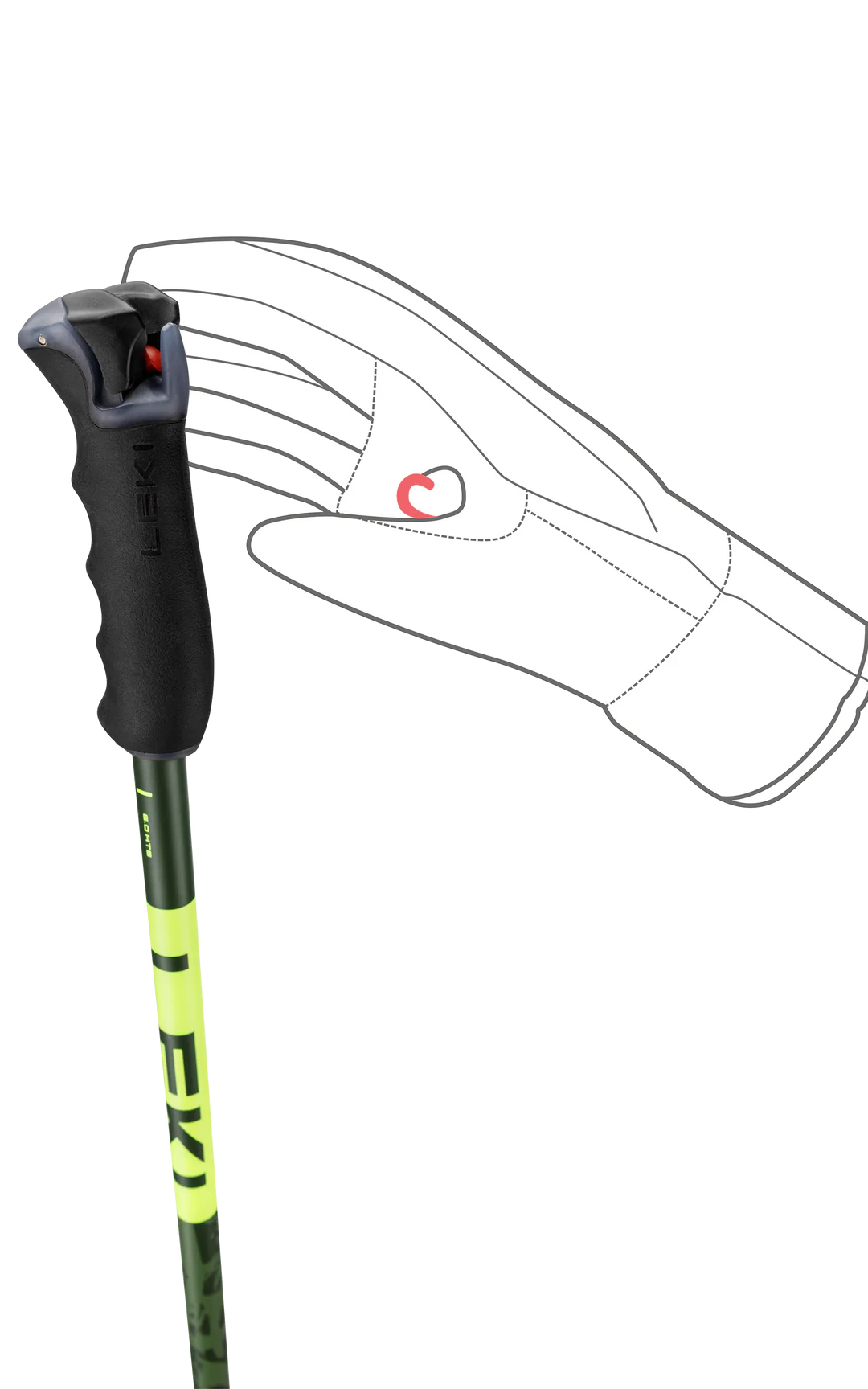 Leki Detect S Ski Poles - Olive Green / Neon Yellow