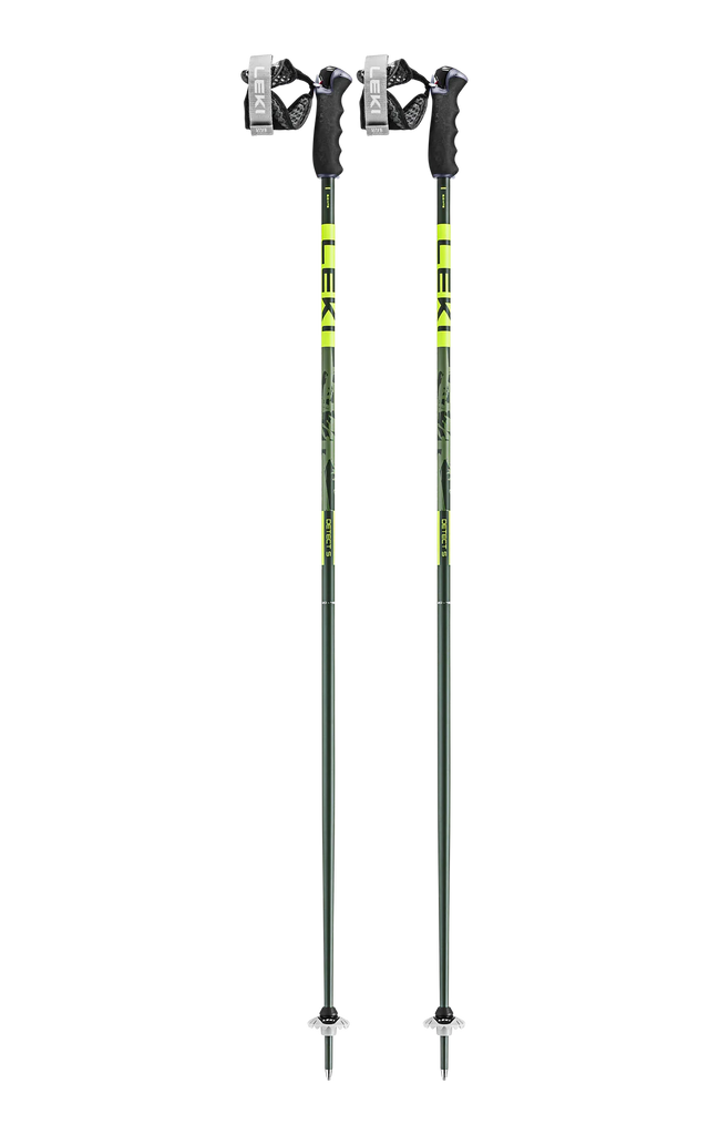 Leki Detect S Ski Poles - Olive Green / Neon Yellow