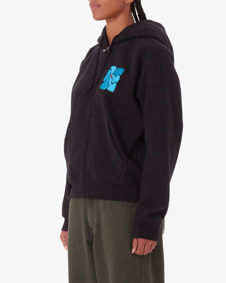 Obey Flora Zip Hoodie - Digital Black