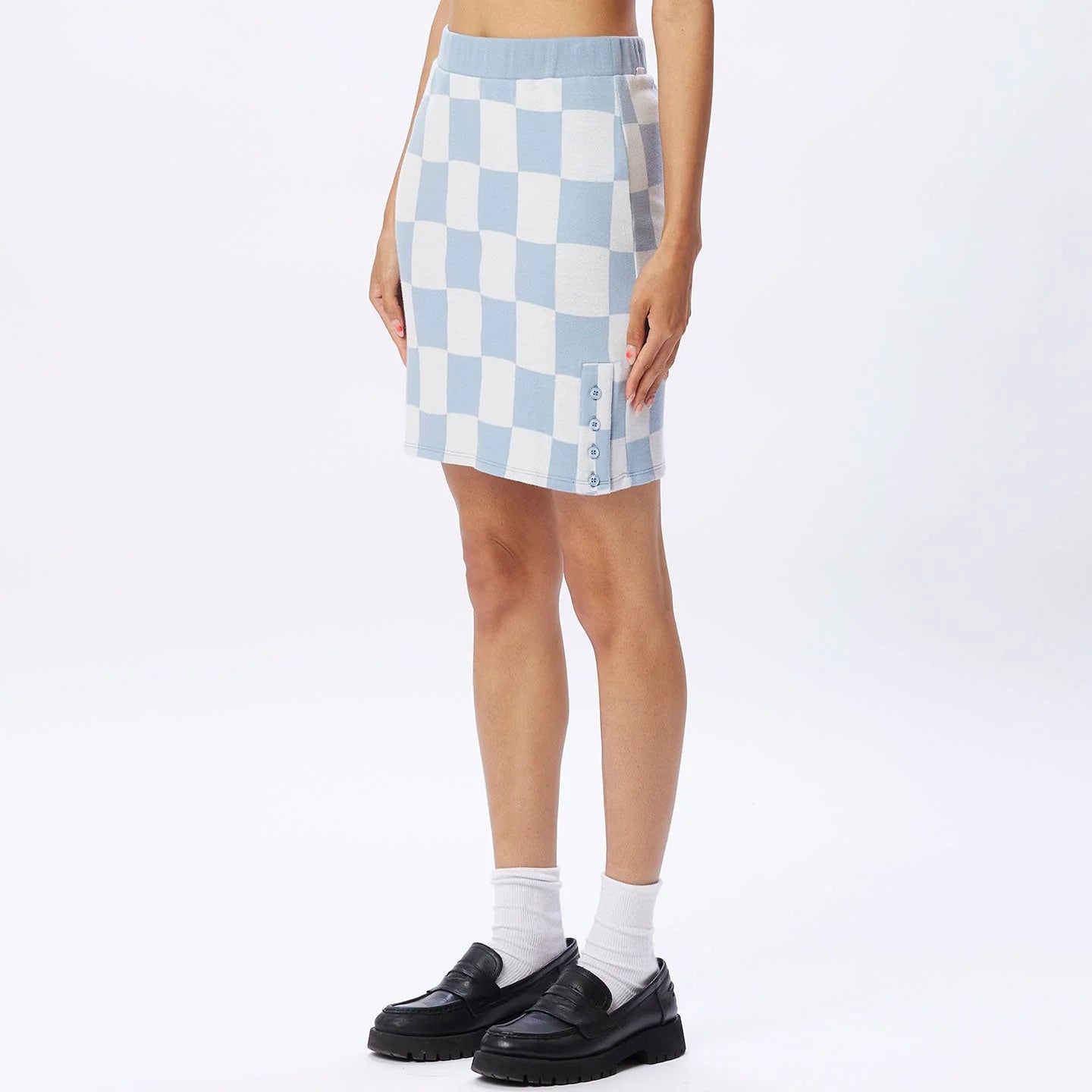 Load image into Gallery viewer, Obey Lydia Mini Checkered Skirt - Seal Ice Multi
