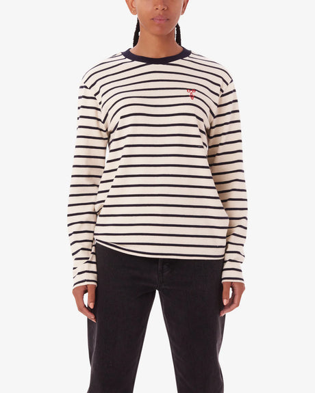 Obey Ramona Stripe LS Stripe Shirt - White Asparagus Multi