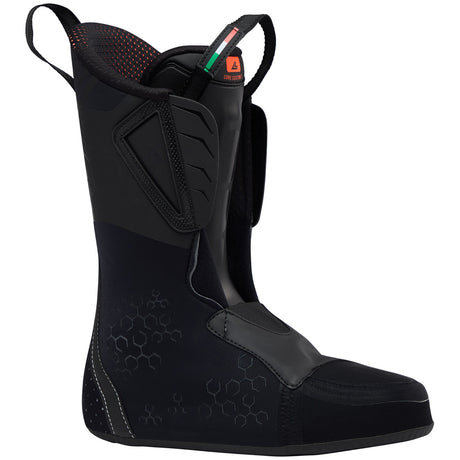 Lange alpine ski boot with honeycomb texture, pull straps, and Italian flag detail