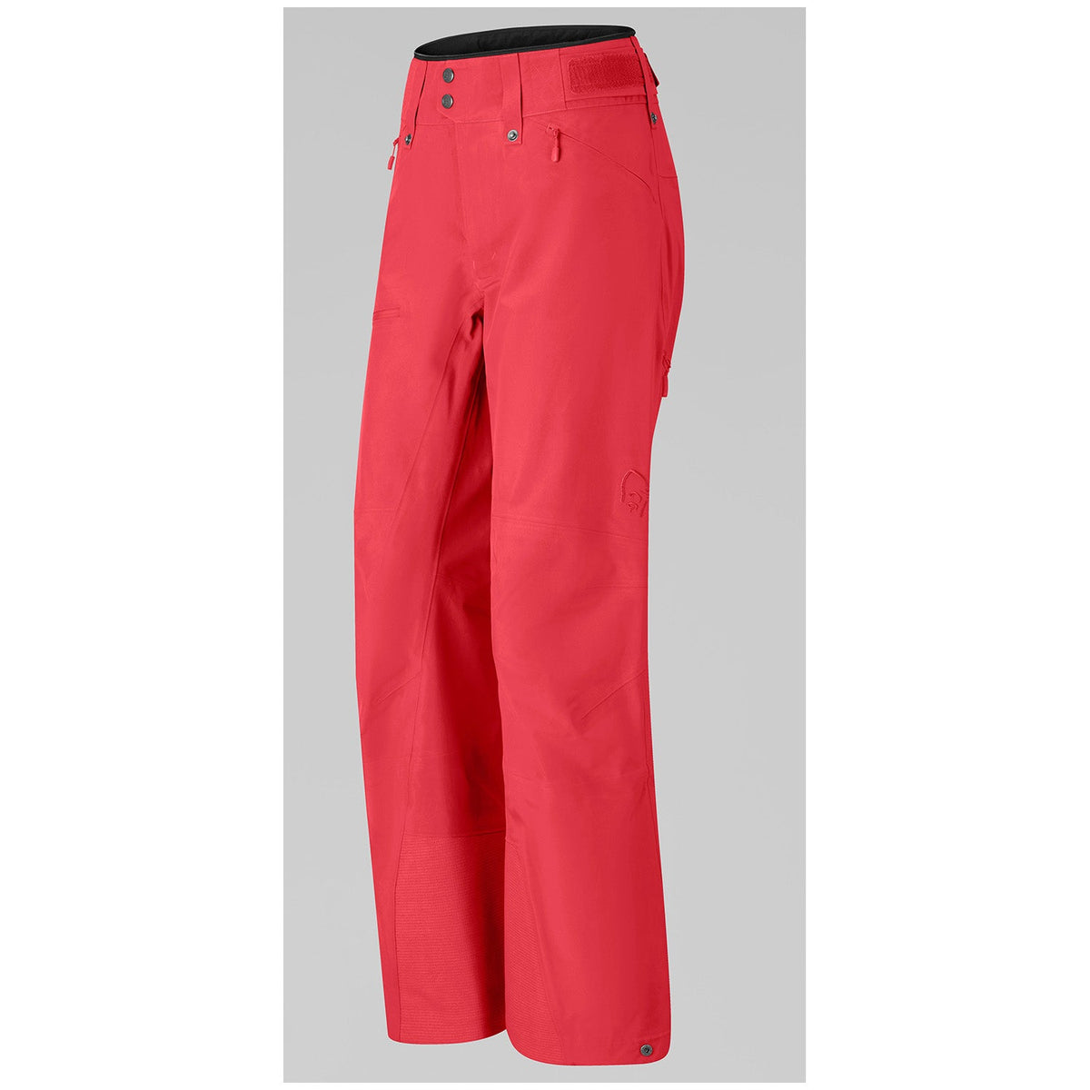 Norrona women's waterproof ski pants with zippered pockets and articulated knees