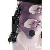 Lange women's ski boot with BOA closure system, pink buckles, and translucent shell