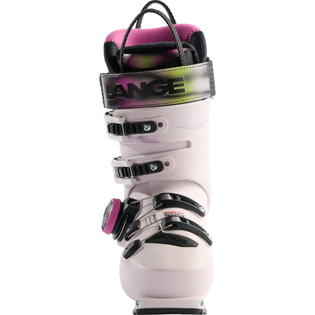 Lange women's alpine ski boot with four buckles, Boa closure system, and padded liner