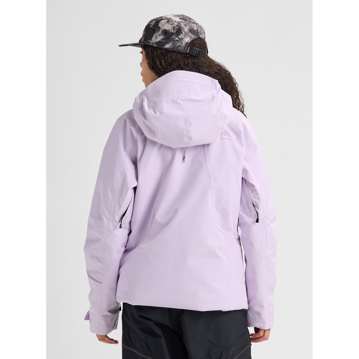 Burton women's insulated Gore-Tex ski jacket with hood, shown from back view