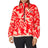 Women's pullover fleece anorak with half-zip collar and bold abstract print pattern