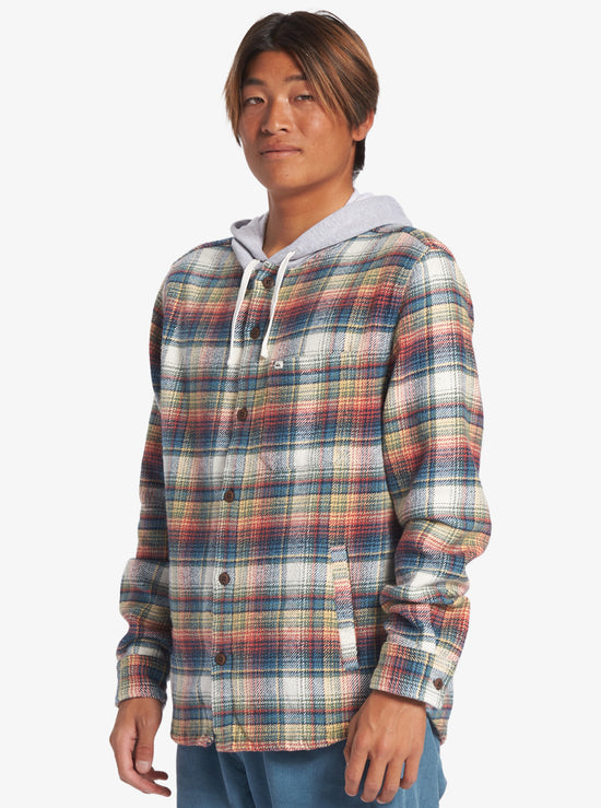 Quiksilver Briggs Hooded Flannel Long Sleeve Top - Mineral Red