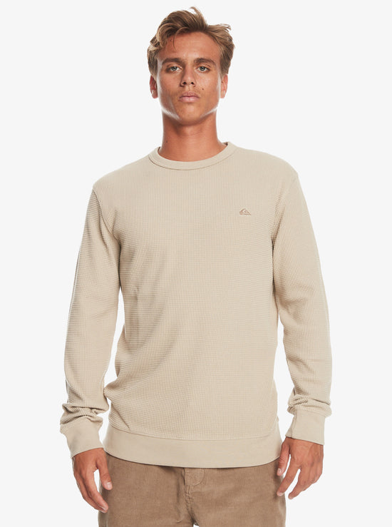 Quiksilver Flanders Waffle Crew Long Sleeve T-Shirt - Plaza Taupe