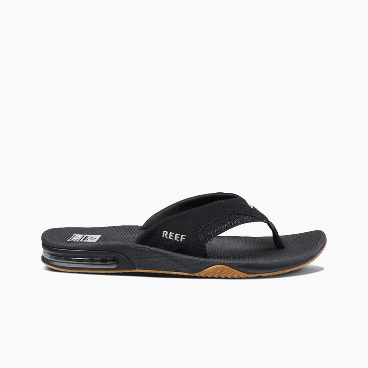 Reef Men's Fanning Flip Flops - Black / Silver